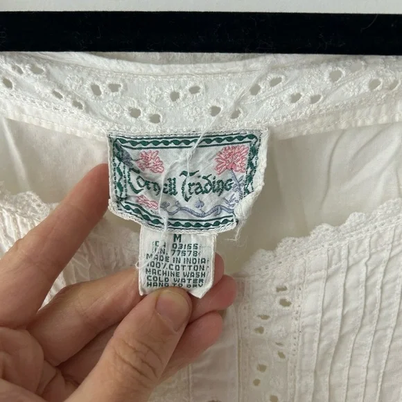 Vintage Cornell trading boho white prairie dress - Picture 5 of 13